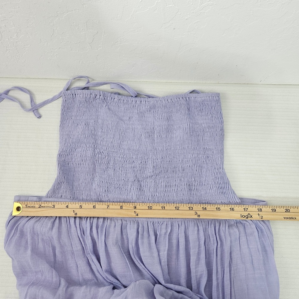 NWT Lavender Smocked Halter Maxi Dress Size L Tiered Ruffle beach peasant boho - Picture 9 of 11